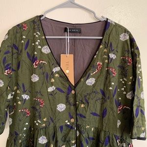 Tendency NWT Olive Green Floral Maxi Dress!